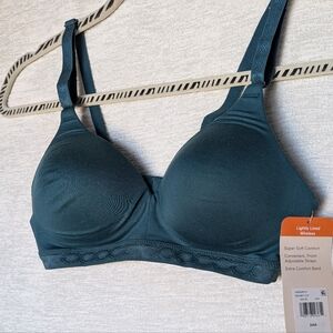 Warner's Women's 34A Green Teal Comfort Bra Wire-free Tagless Supersoft NWT